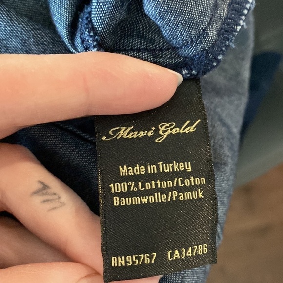Mavi Gold - Women's Long Sleeve Denim Shirt with Snap Button Closure - Picture 11 of 14